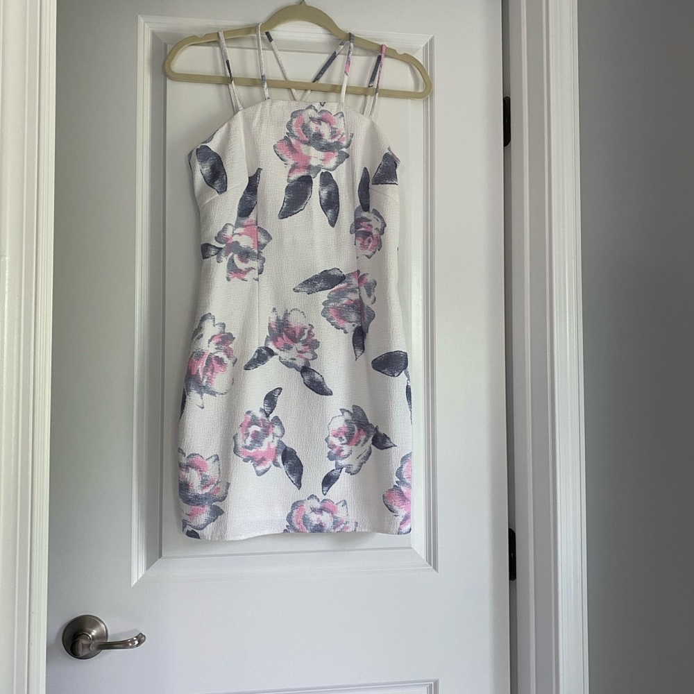 White floral mini dress